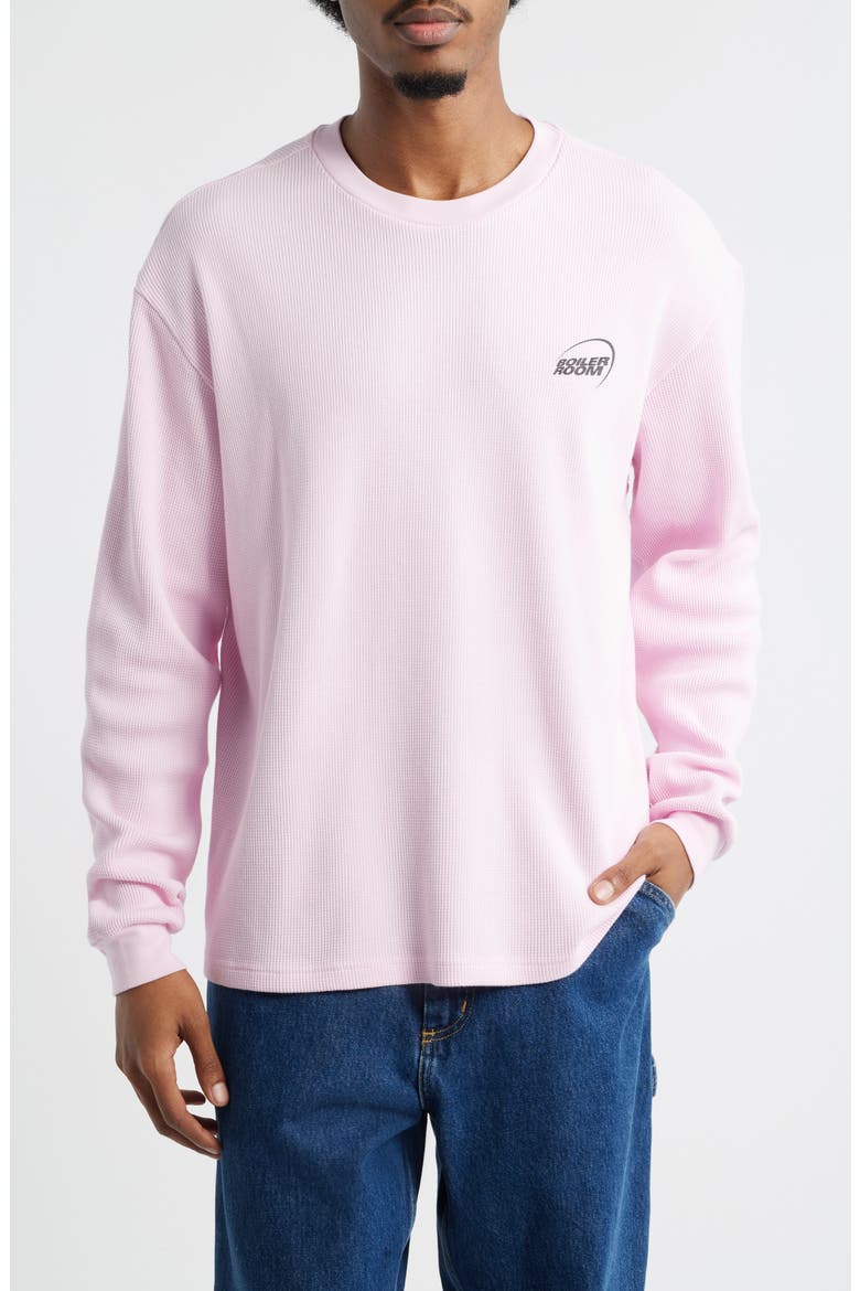 Logo Long Sleeve Waffle T-Shirt, Main, color, LIGHT PINK