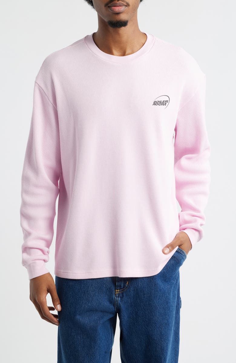 BOILER ROOM Logo Long Sleeve Waffle T-Shirt, Main, color, Light Pink