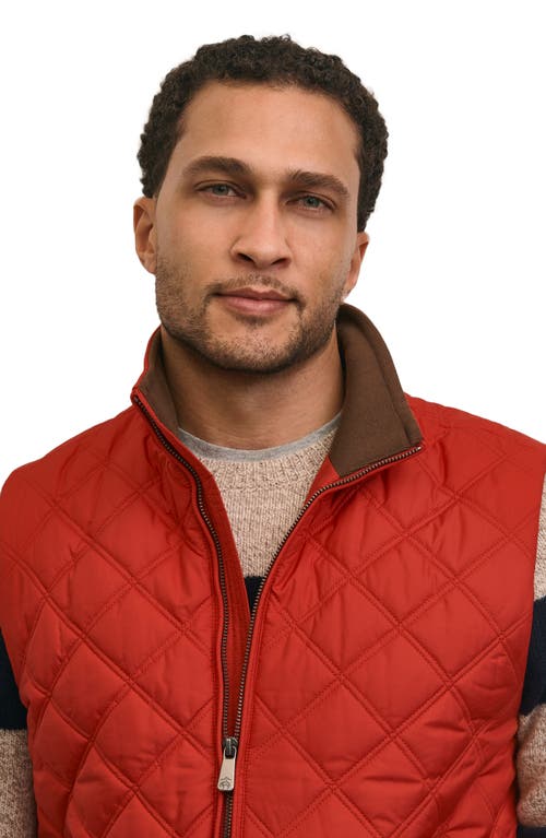 Brooks Brothers Paddock Water Repellent Diamond Quilted Vest In Red