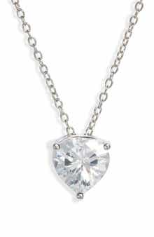Nordstrom 2ct tw Sterling Silver Cubic Zirconia Heart Pendant Necklace