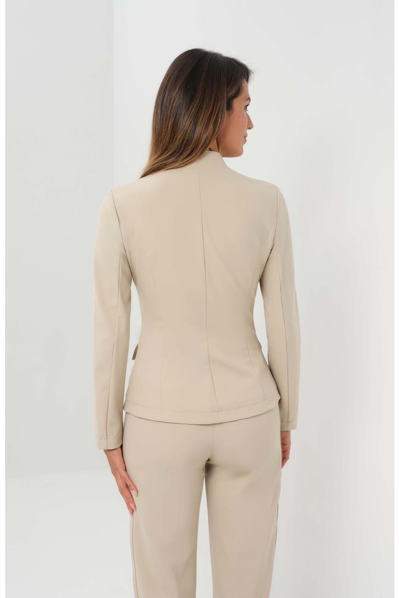 Gisela Aeroflow Zip Front Twill Blazer, Alternate, color, Champagne