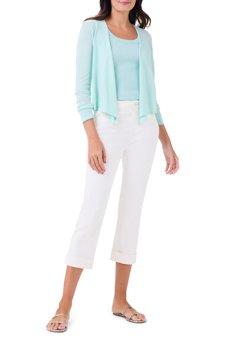 High Waist Straight Leg Roll Cuff Jeans, Alternate, color, PAPER WHITE