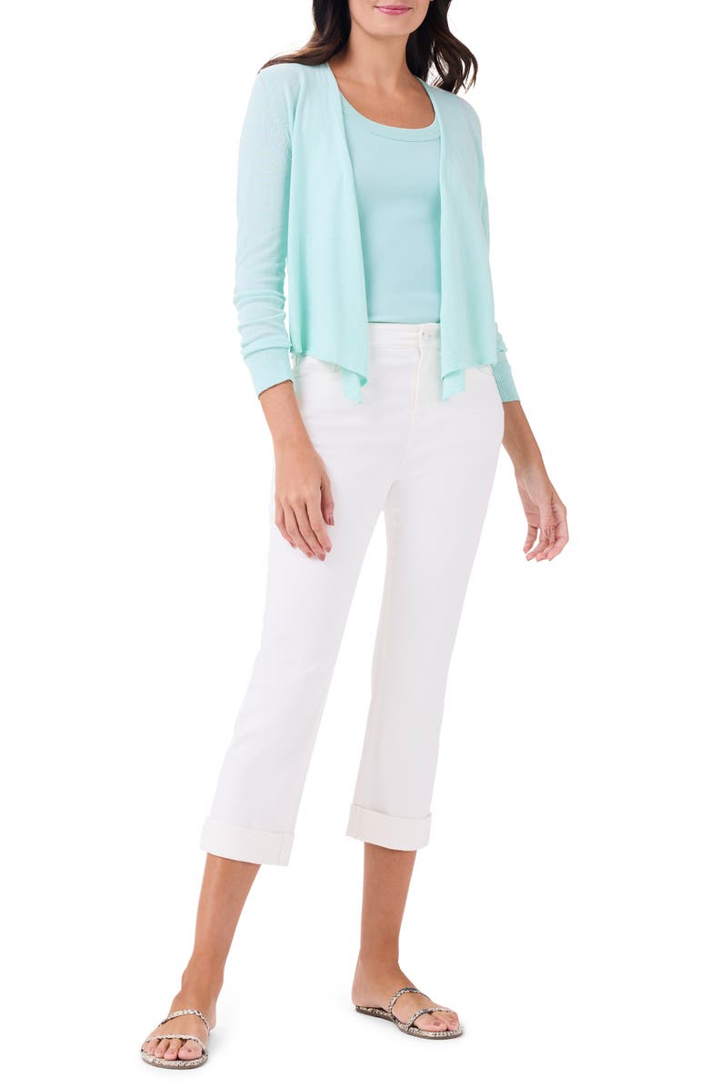 NIC+ZOE High Waist Straight Leg Roll Cuff Jeans, Alternate, color, Paper White