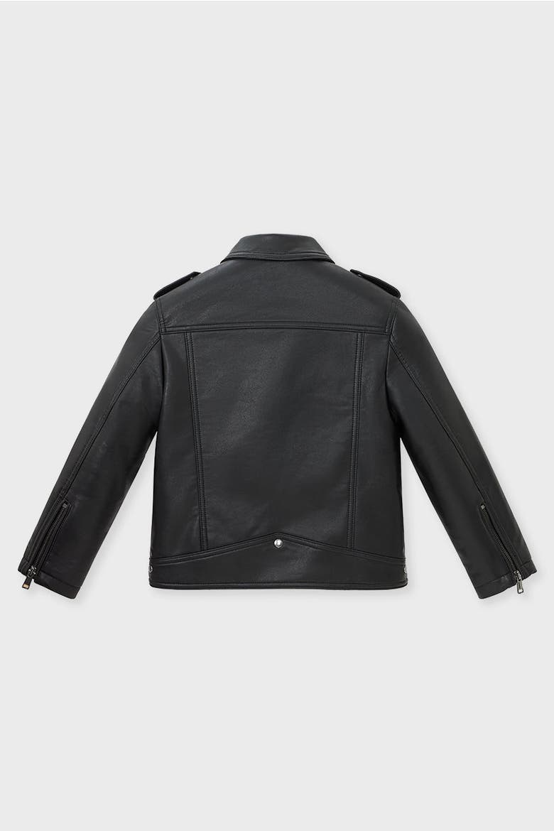 Black Faux Leather Moto Jacket Kids, Alternate, color, Black