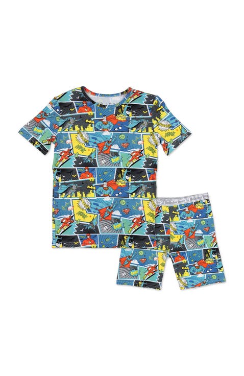 Justice League Hero Kids 2-Piece Short Sleeve & Shorts Pajama Set