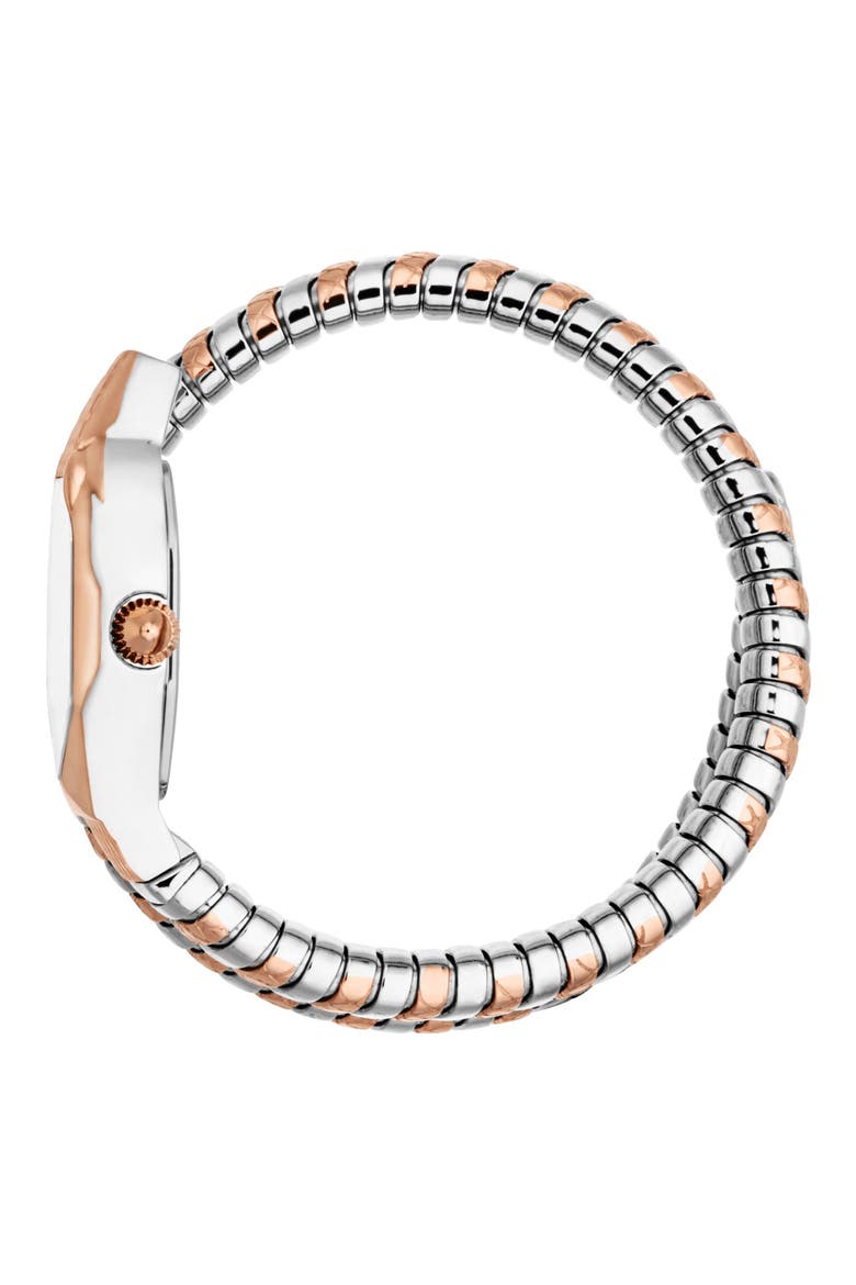 Snake Wraparound Bracelet Watch, 22mm x 34.5mm, Alternate, color, TWO TONE SILVER / ROSE GOLD COLOR