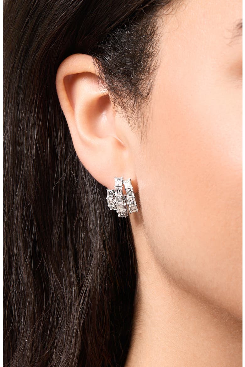Gatsby Diamond Hoop Earrings (Online Trunk Show), Alternate, color, 18KW