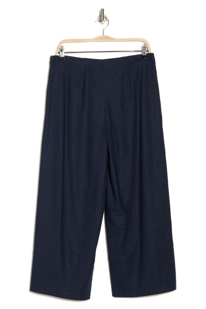 Linen Blend Crop Wide Leg Pants, Alternate, color, NAVY