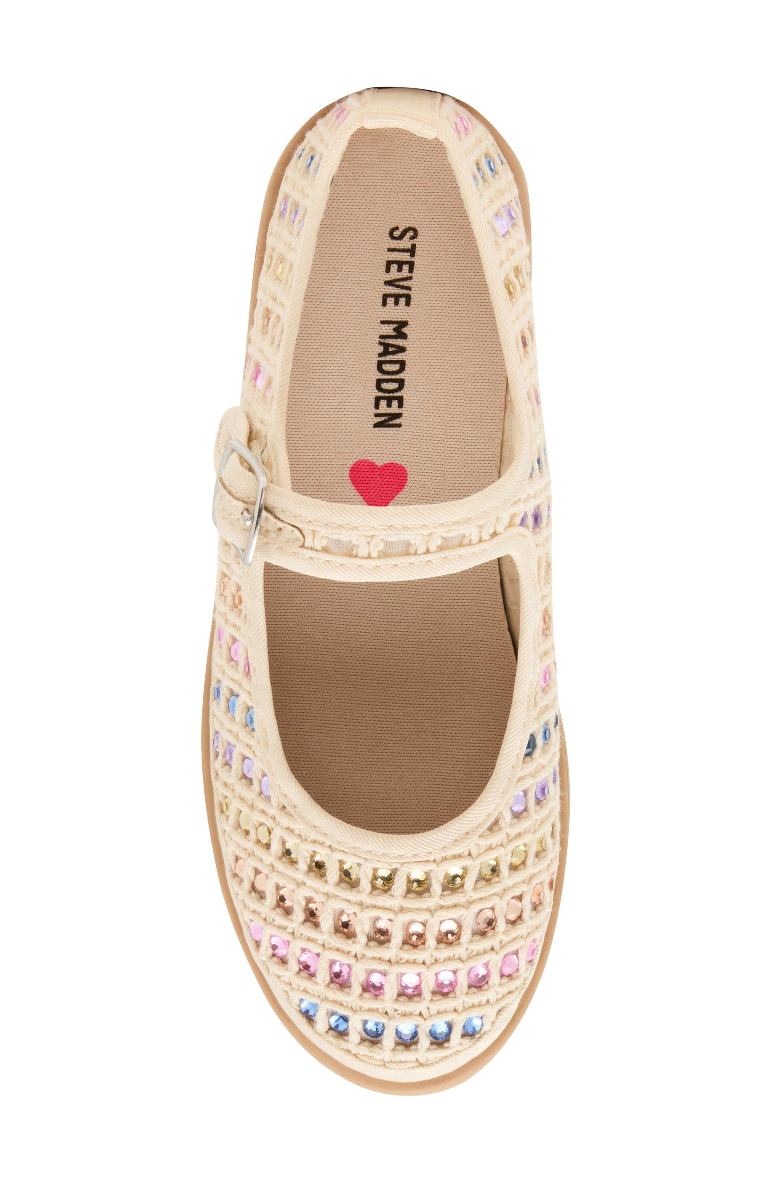 Steve Madden Kids' Roree Rhinestone Mary Jane Flat, Alternate, color, Natural