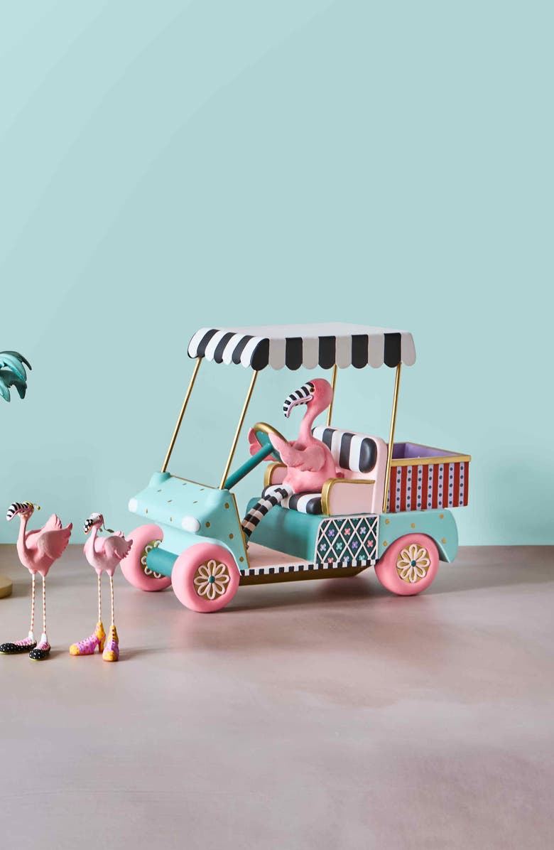 MACKENZIE CHILDS Patience Brewster Sheldon Flamingo Goes Golfing Figurine, Alternate, color, Teal Multi