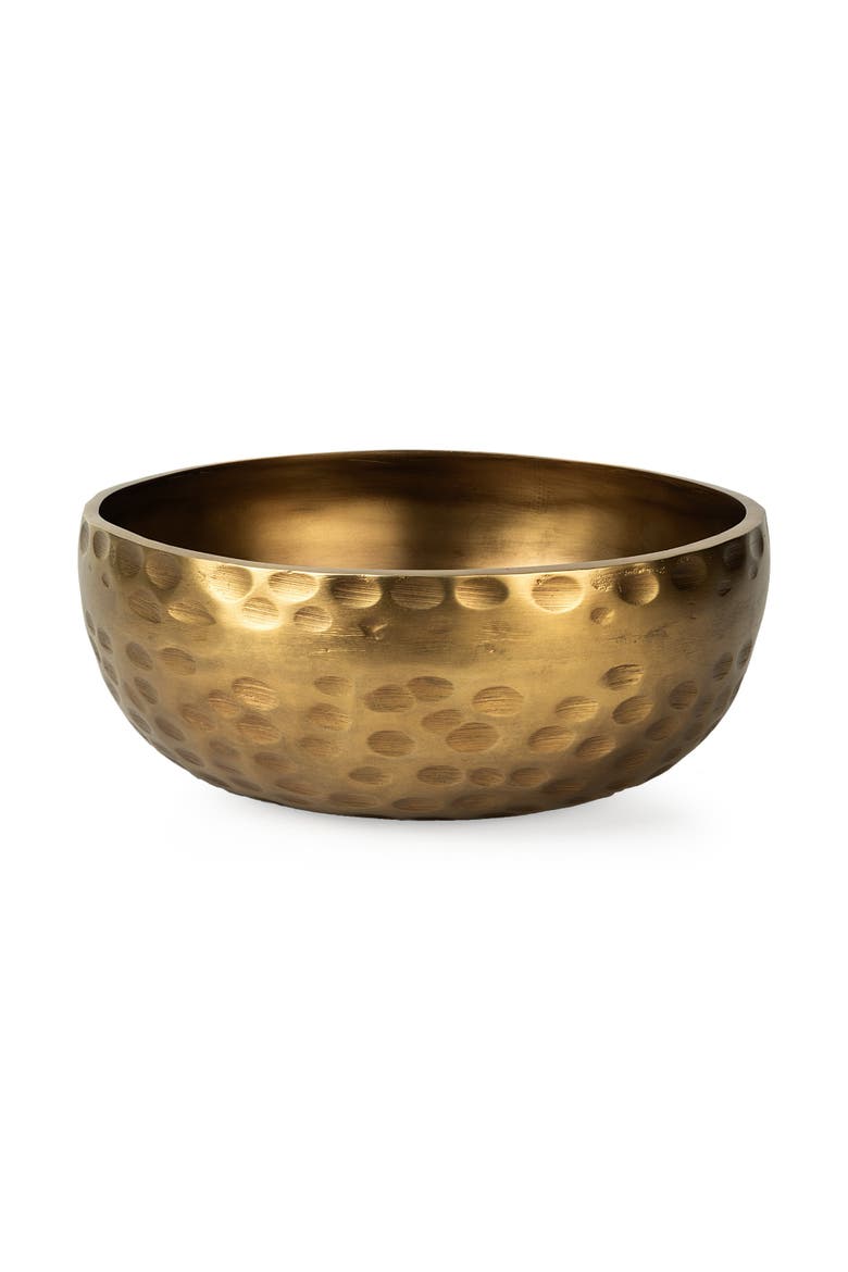 Karmel Hammered Aluminum Bowl, Main, color, Metallic Gold