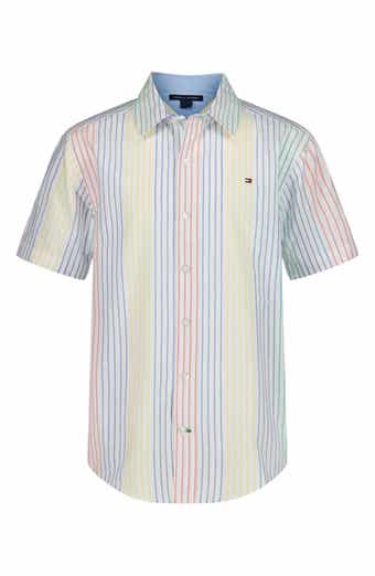 Tommy Hilfiger Kids' Rainbow Stripe Short Sleeve Button-Up Shirt
