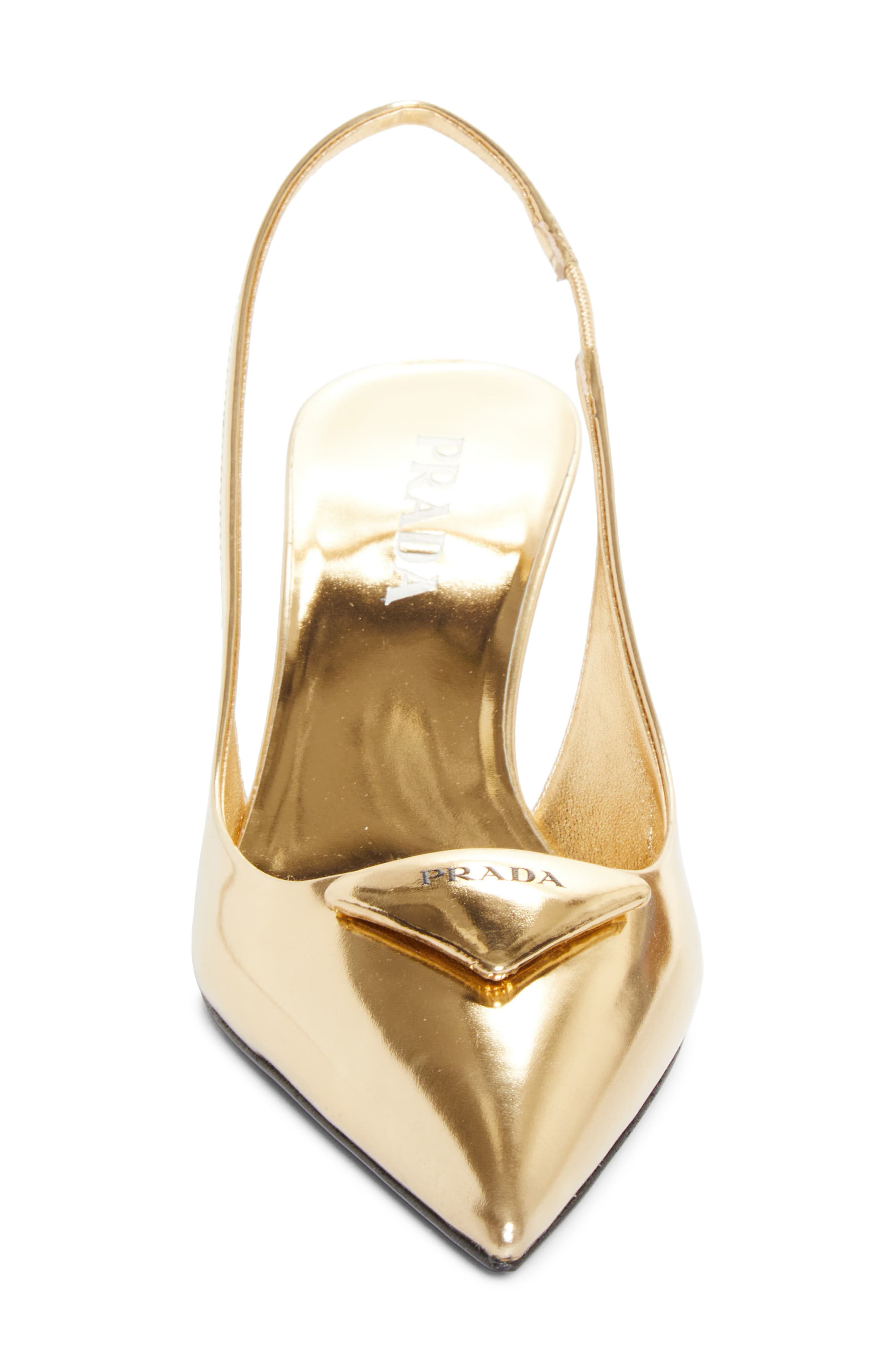 Modellerie Pointed Toe Metallic Kitten Heel Slingback Pump, Alternate, color, PLATINO