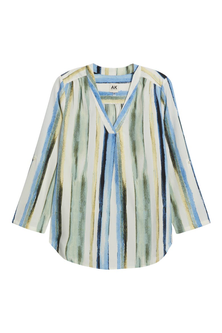Stripe V-Neck Top, Alternate, color, WHITE DOVE MULTI