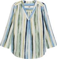 AK ANNE KLEIN Stripe V-Neck Top