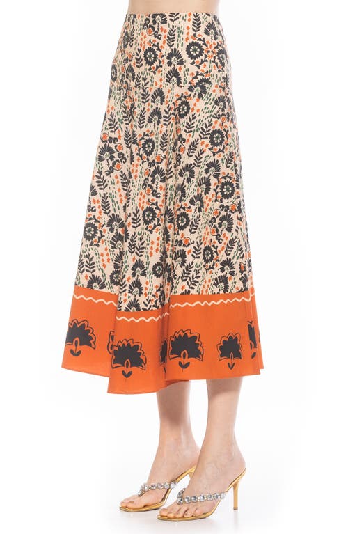 Shop Alexia Admor Hadley Stretch Cotton Midi Skirt In Beige Multi