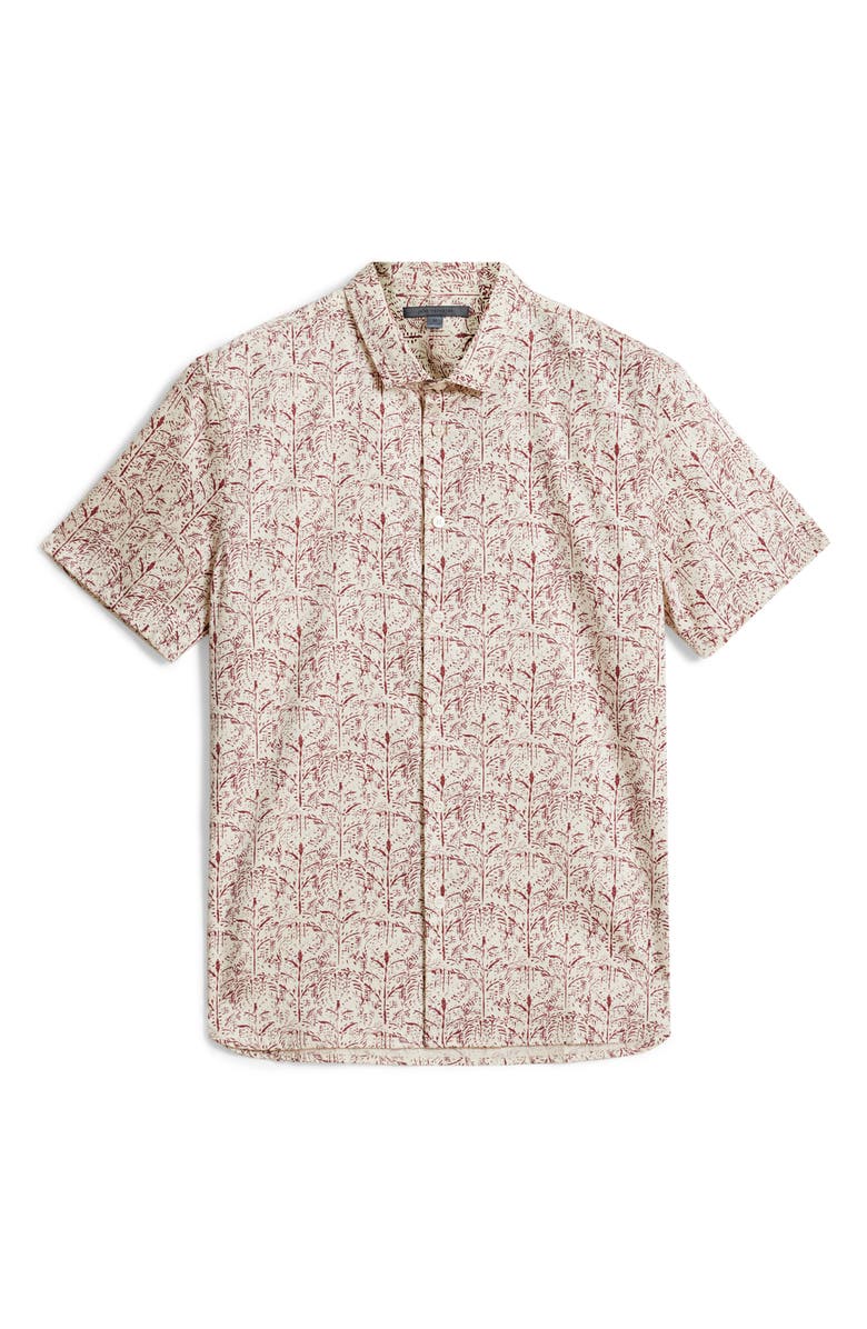 John Varvatos Sean Short Sleeve Button-Up Shirt, Alternate, color, Cranberry