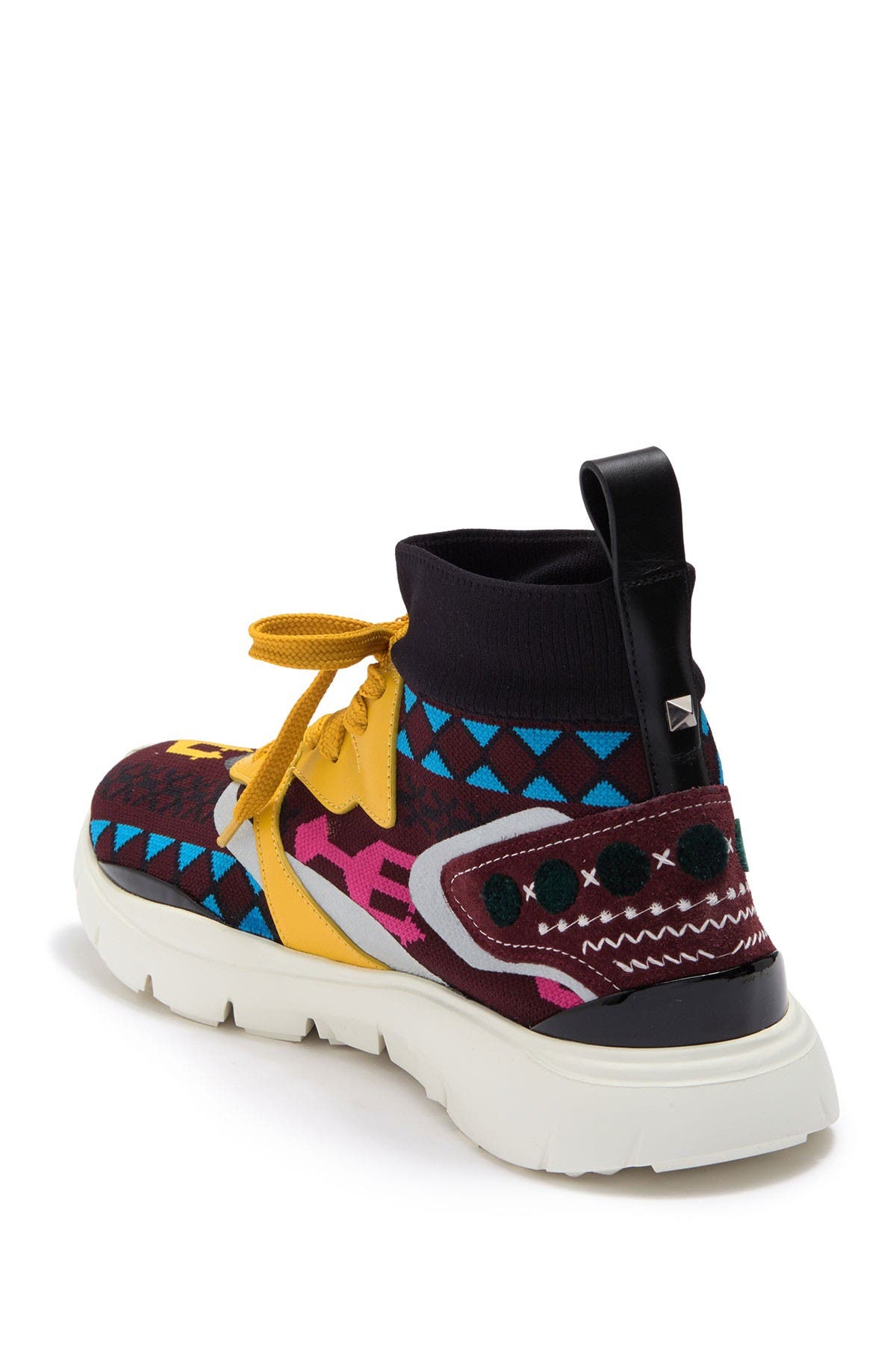 Valentino Garavani Geo Design Leather Overlay Mesh Sneaker, Alternate, color, 