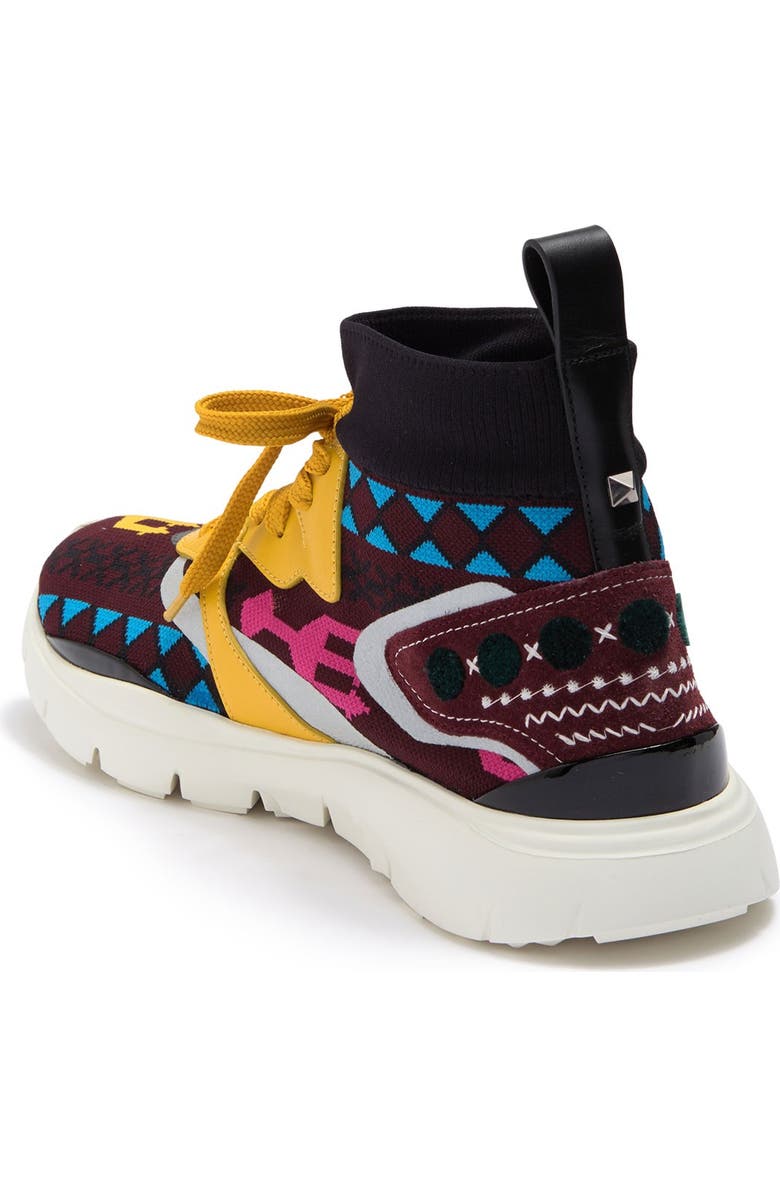 Valentino Garavani Geo Design Leather Overlay Mesh Sneaker, Alternate, color,