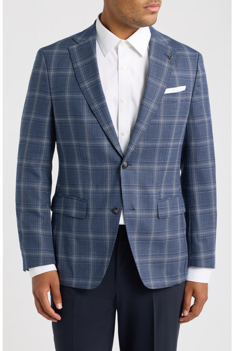 Hutson Slim Fit Dark Blue Windowpane Check Sport Coat, Main, color, DARK BLUE