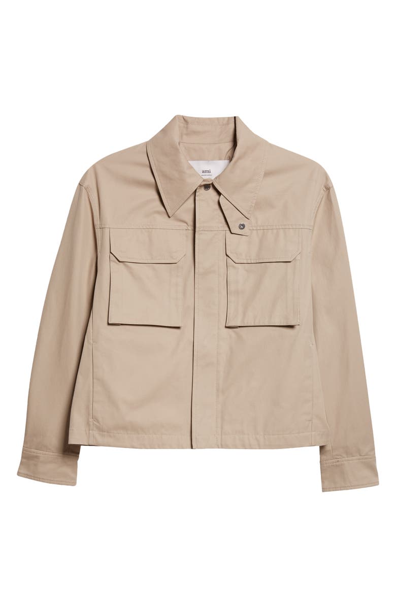 AMI PARIS Cotton Gabardine Worker Jacket, Alternate, color, Cafe Creme
