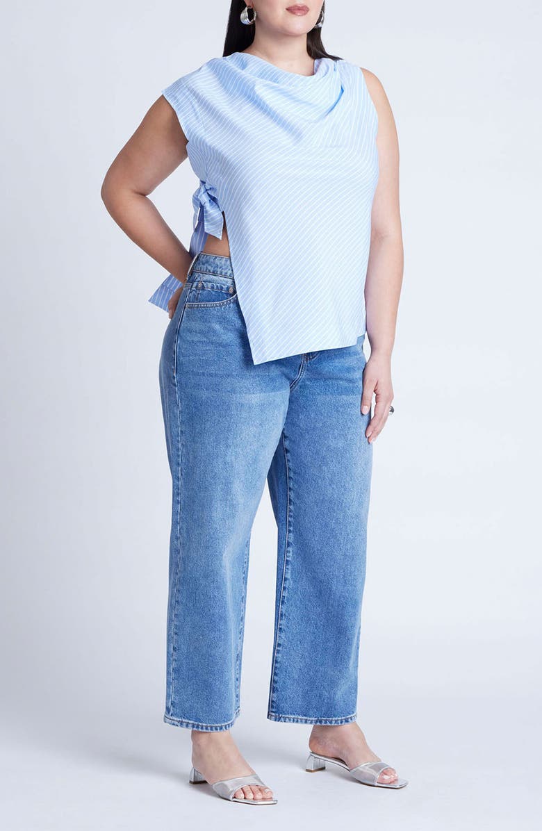 ELOQUII Cowl Neck Side Tie Top, Alternate, color, 