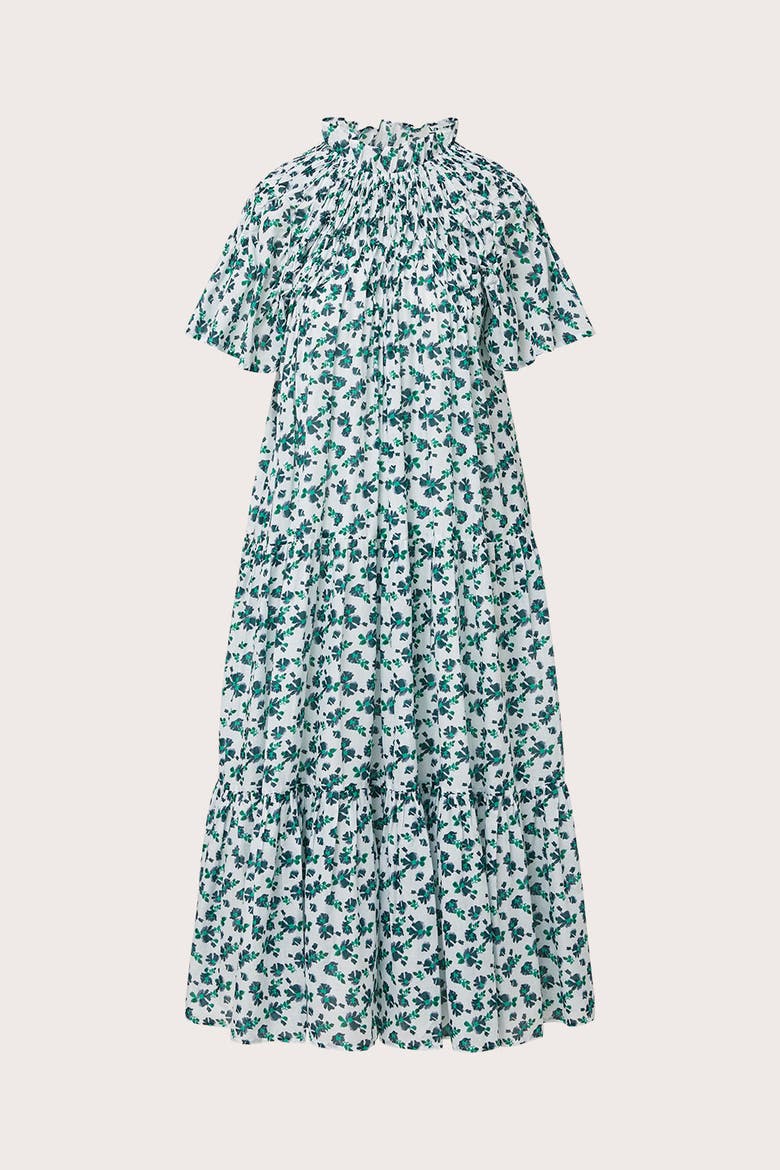 Bejart Print Dress, Alternate, color, Navy Green Floral Print