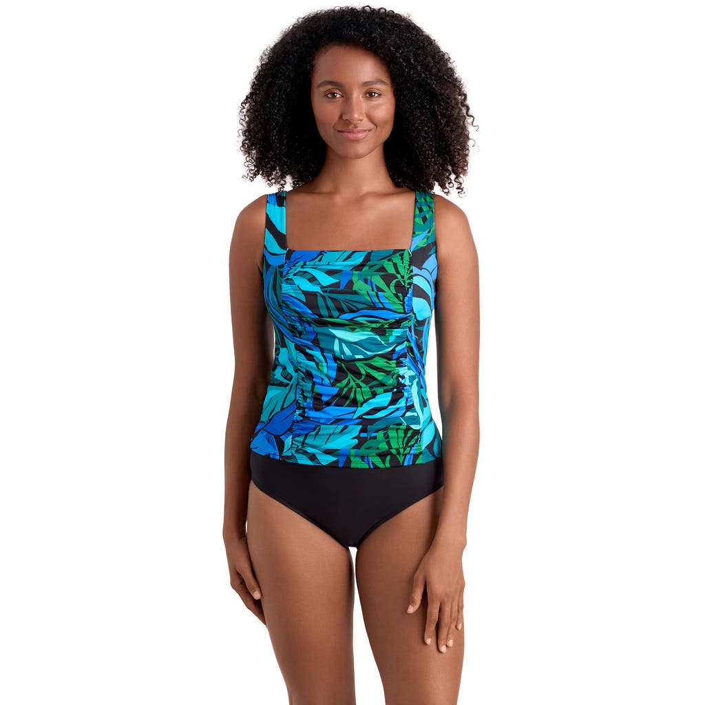 Shapesolver Squareneck Tankini Swimsuit Top In Blue
