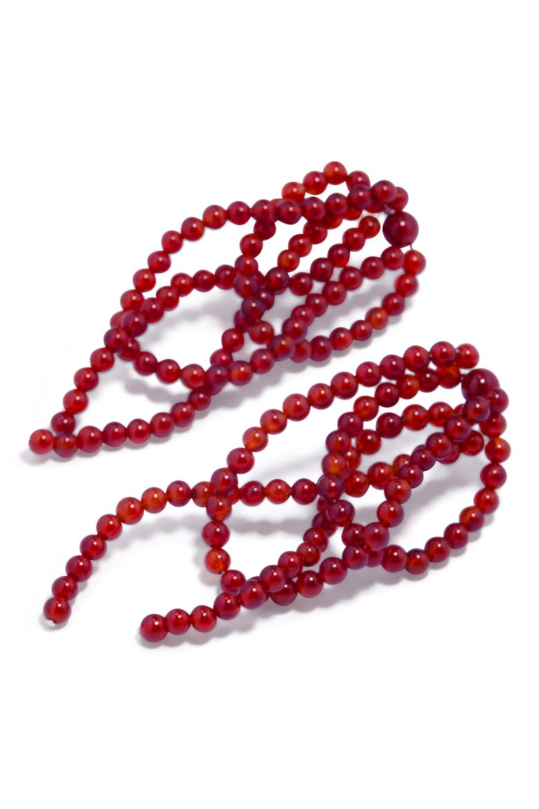 Beaded Agate Drop Earrings, Alternate, color, RED/ SILVER PLATED