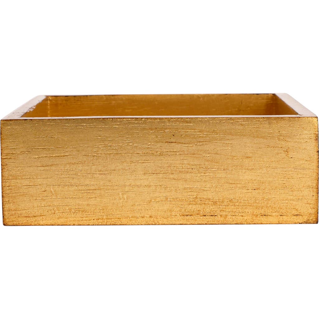 Vietri Florentine Wooden Accessories Cocktail Napkin Holder In Gold