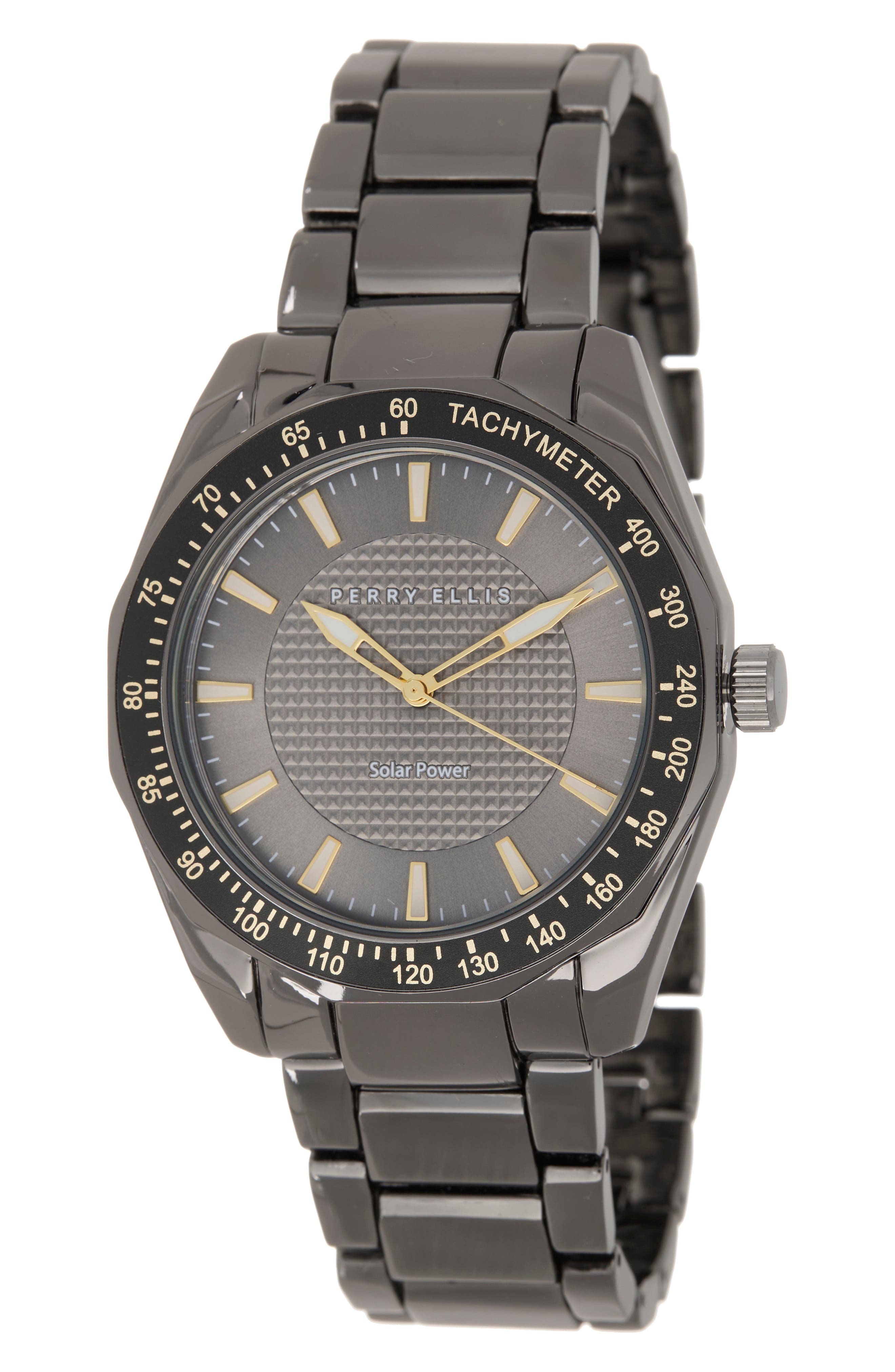 Perry Ellis Solar Powered 3-Hand Quartz Bracelet Strap Watch, 41mm