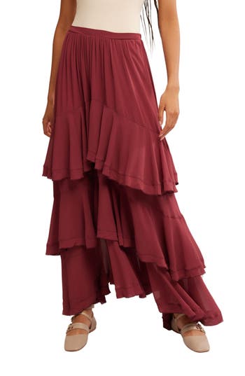 Free People Clementine Tiered Maxi Skirt In Aged Red