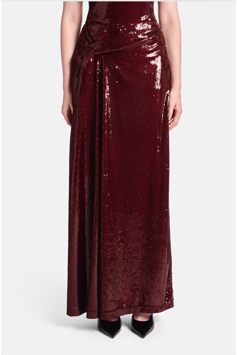 Camille Sequin Maxi Skirt, Alternate, color, Burgundy