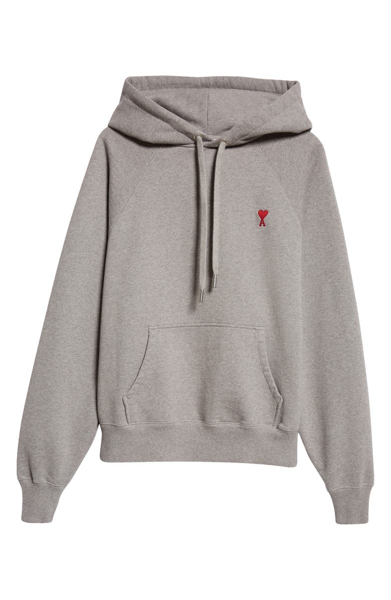 AMI PARIS Ami de Coeur Logo Embroidered Hoodie, Alternate, color, Heather Grey