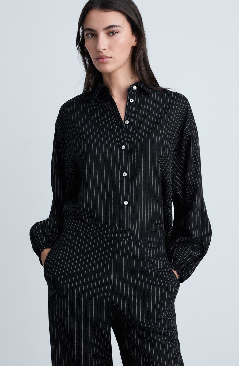 MANGO Pinstripe Straight Leg Pants, Alternate, color, 