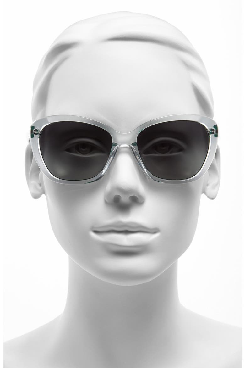 56mm Retro Cat's Eye Sunglasses, Alternate, color, FOREST GREEN