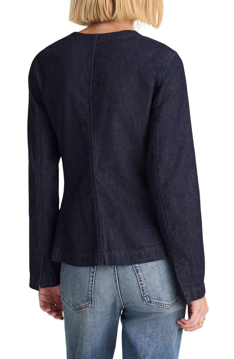 Madewell Collarless Denim Cutaway Jacket, Alternate, color, Rinse Wash