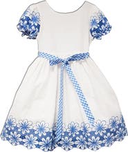 JOE-ELLA Kids' Embroidered Cotton Party Dress