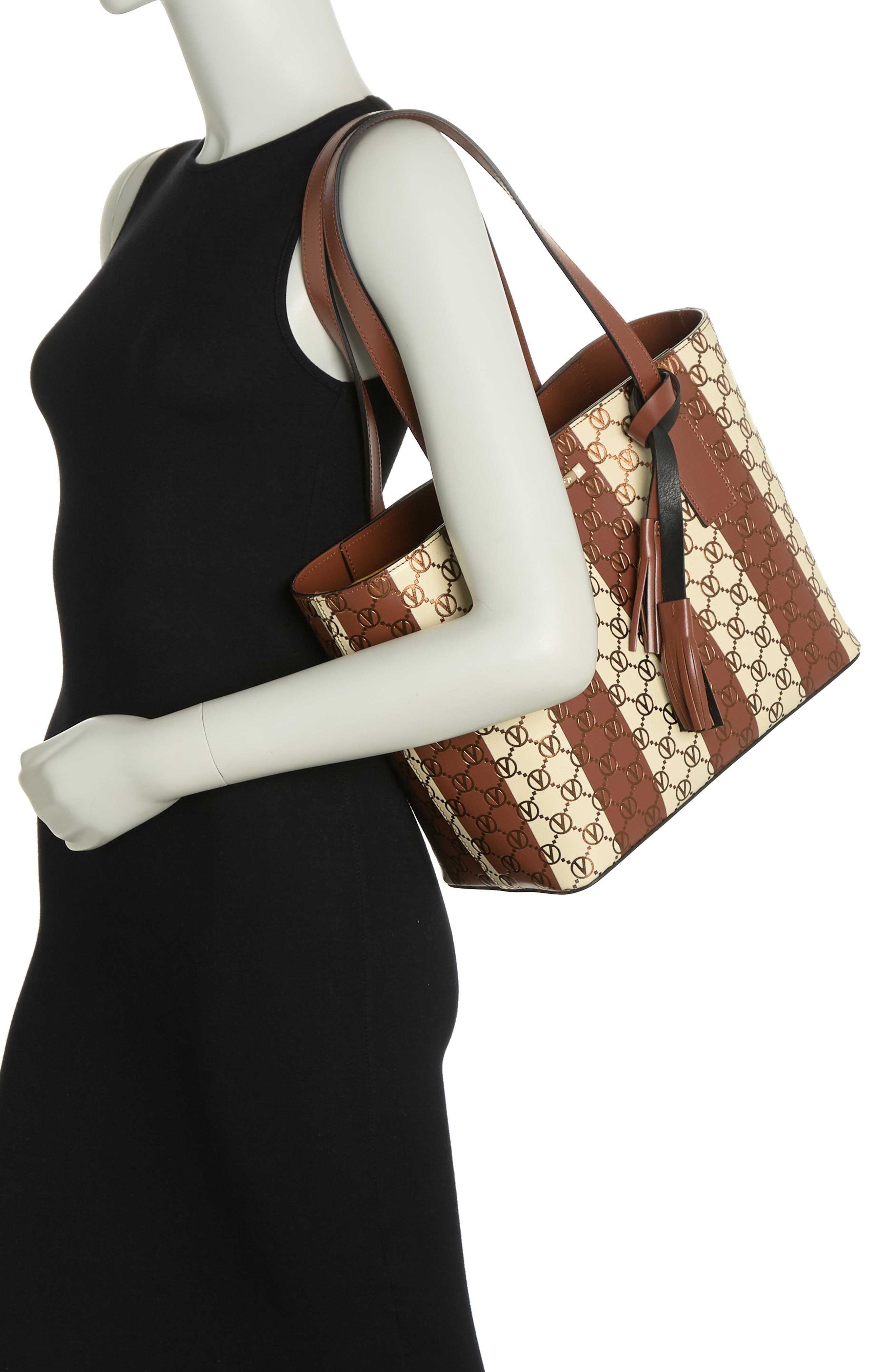 VALENTINO BY MARIO VALENTINO Prince Monogram Stripe Tote Bag, Alternate, color, 