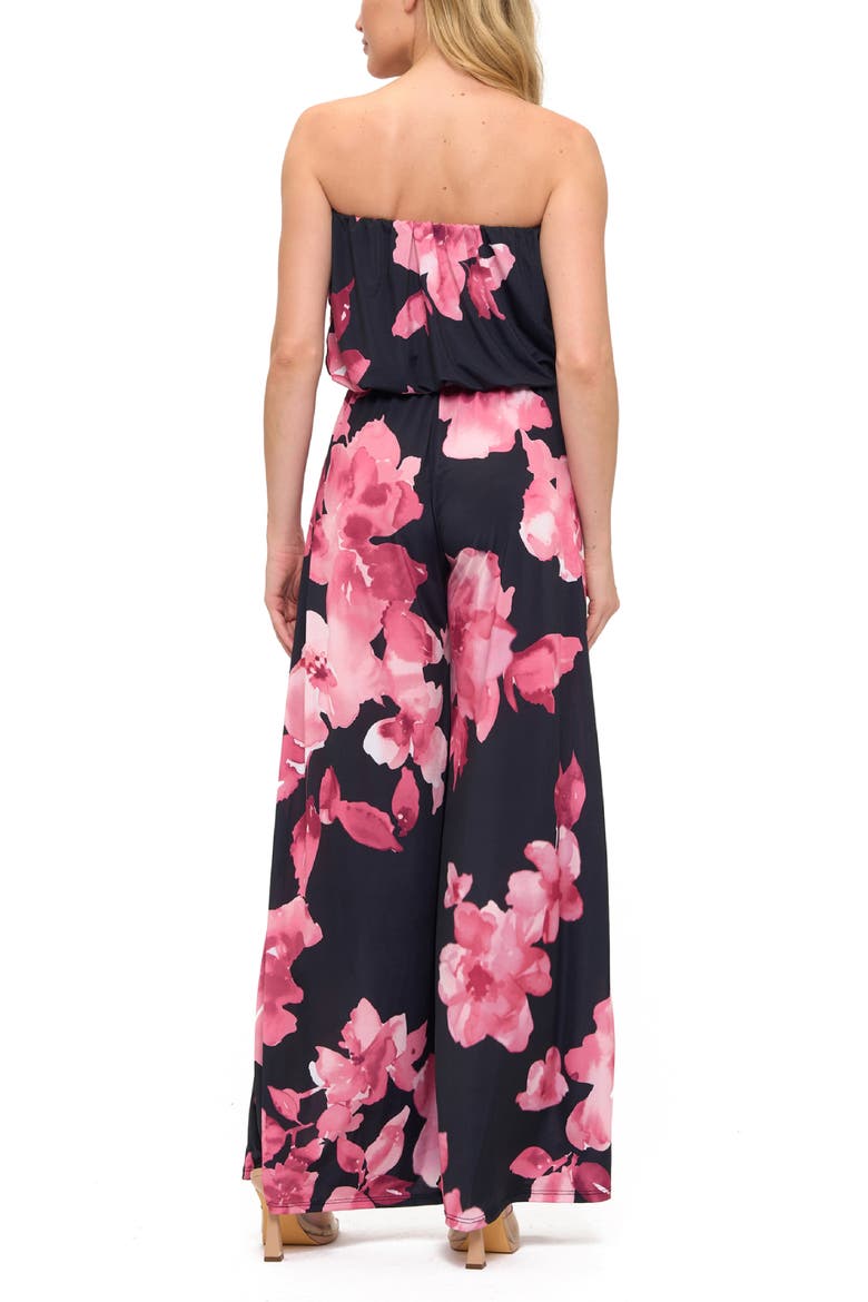Printed Strapless Wide Leg Jumpsuit, Alternate, color, NAVY