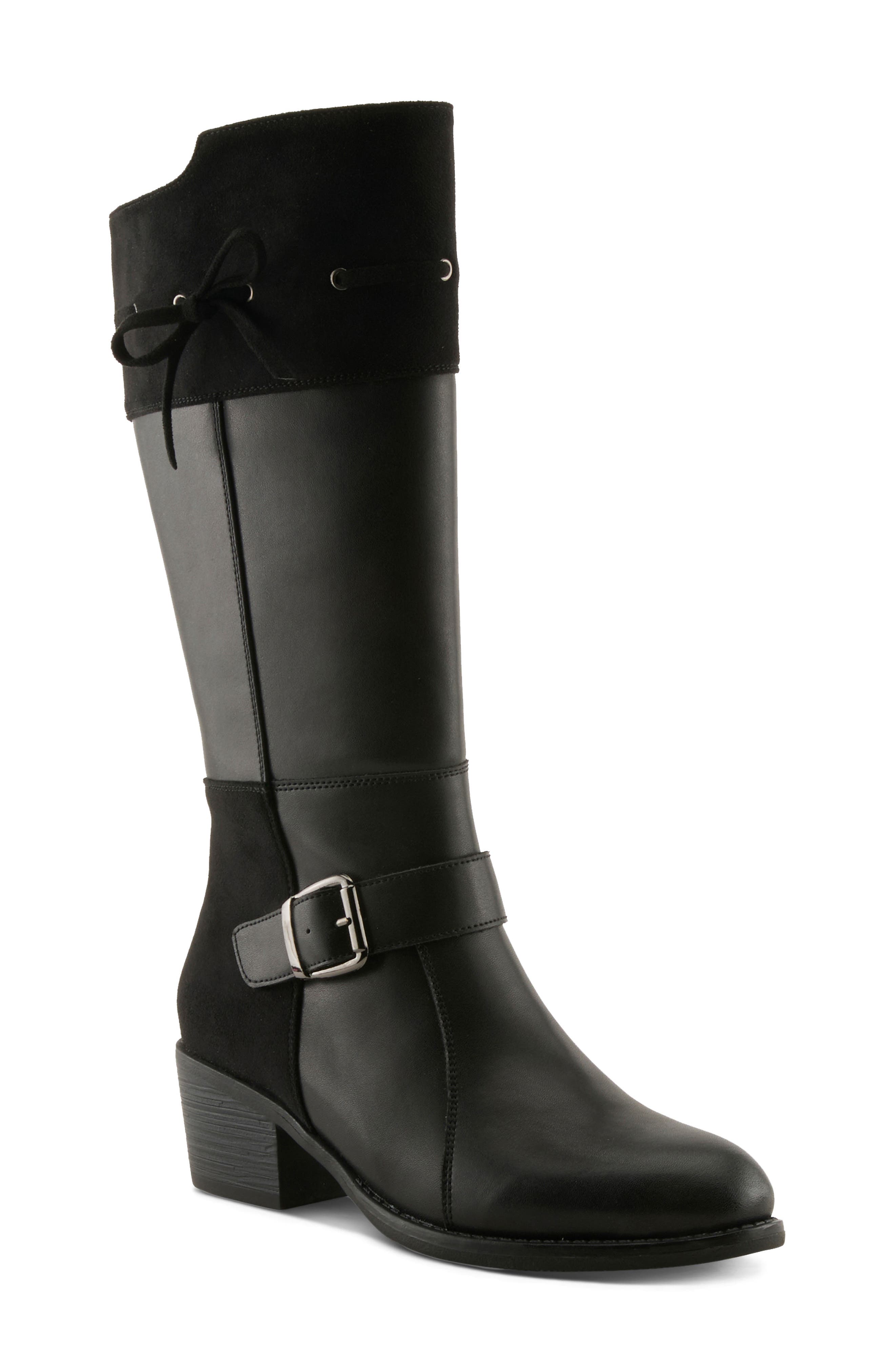 Velandra Leather Boot, Main, color, BLACK