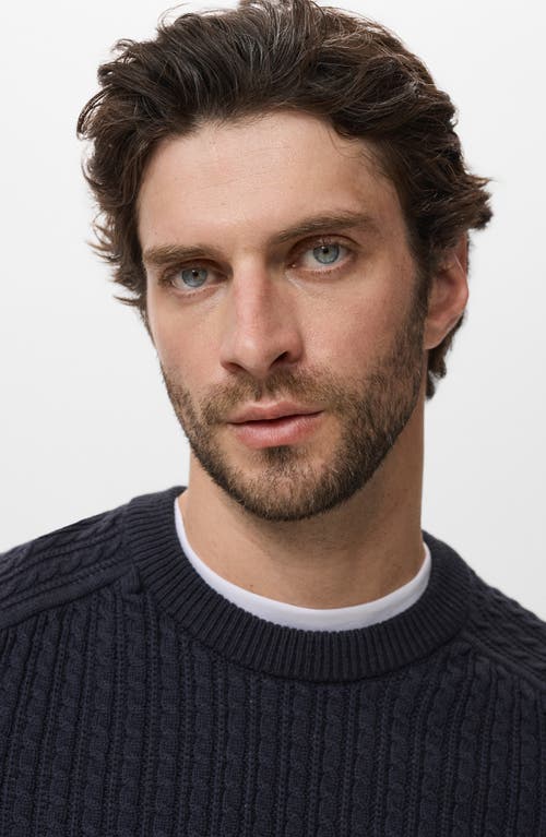 Mango Cabled Cotton Crewneck Sweater In Blue