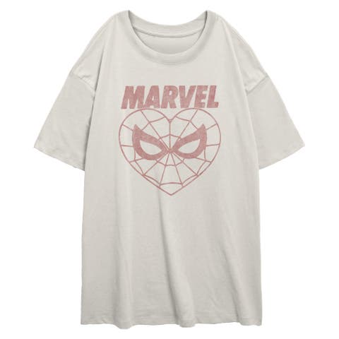 Junior's Distressed Spidey Heart Short Sleeve Oversized T-shirt