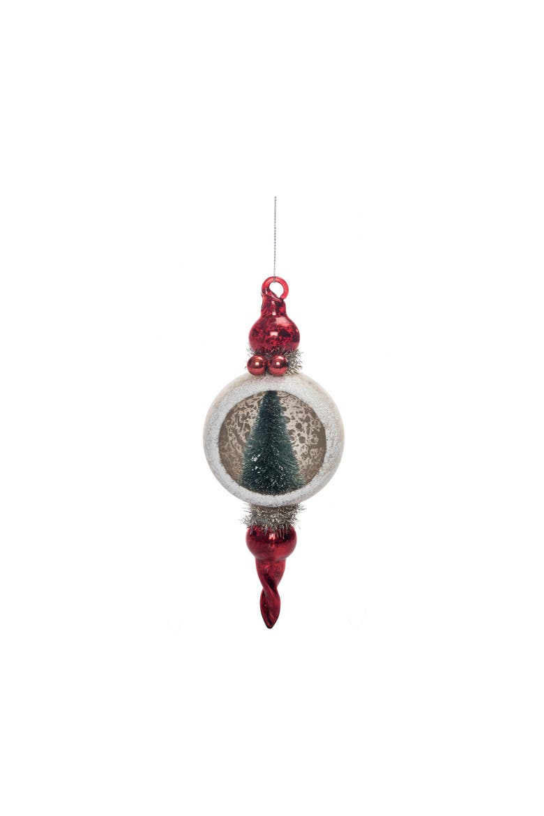 Holiday Sisal Tree in Glass Globe Ornament Multicolor Decoration, Main, color, Multicolored