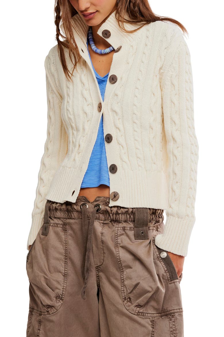 Cable Stitch Cardigan, Main, color, IVORY