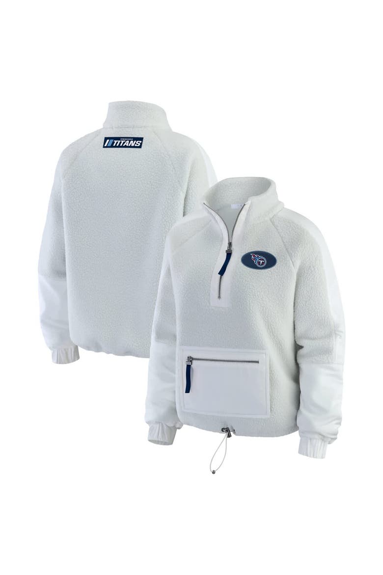 Women's WEAR by Erin Andrews White Tennessee Titans Polar Fleece Half-Zip Jacket, Main, color, White
