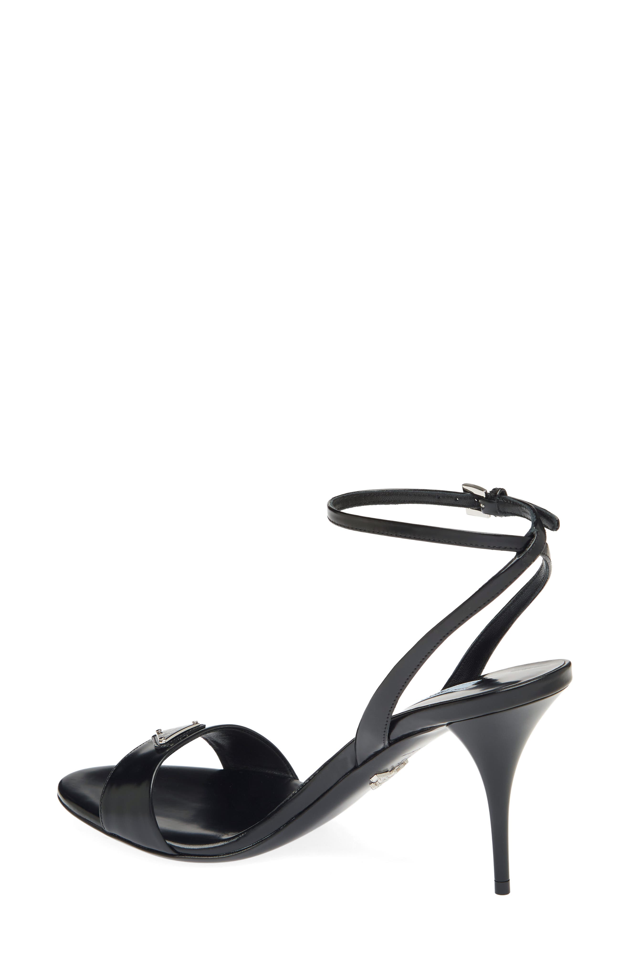 Prada Triangle Logo Ankle Strap Sandal, Alternate, color, 