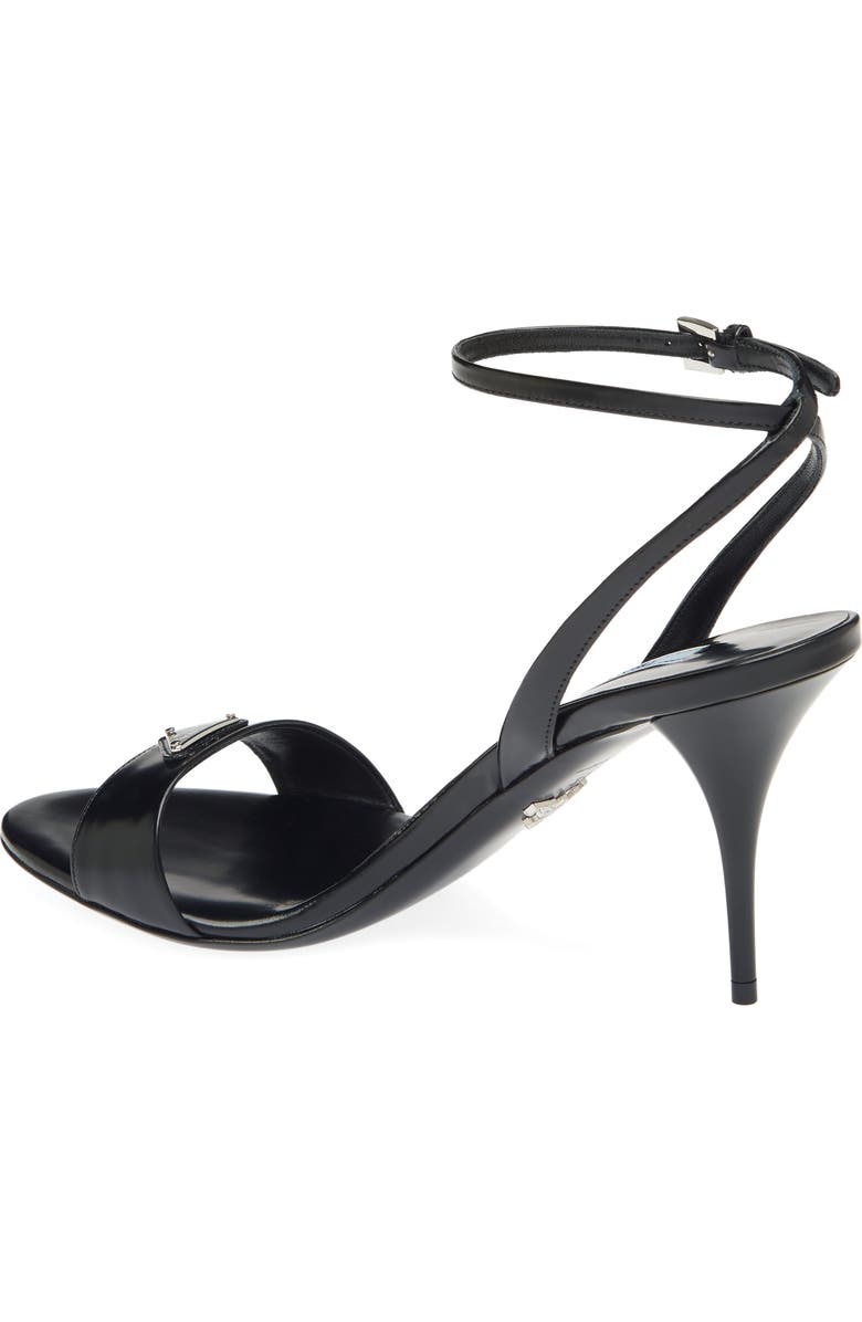 Prada Triangle Logo Ankle Strap Sandal, Alternate, color,