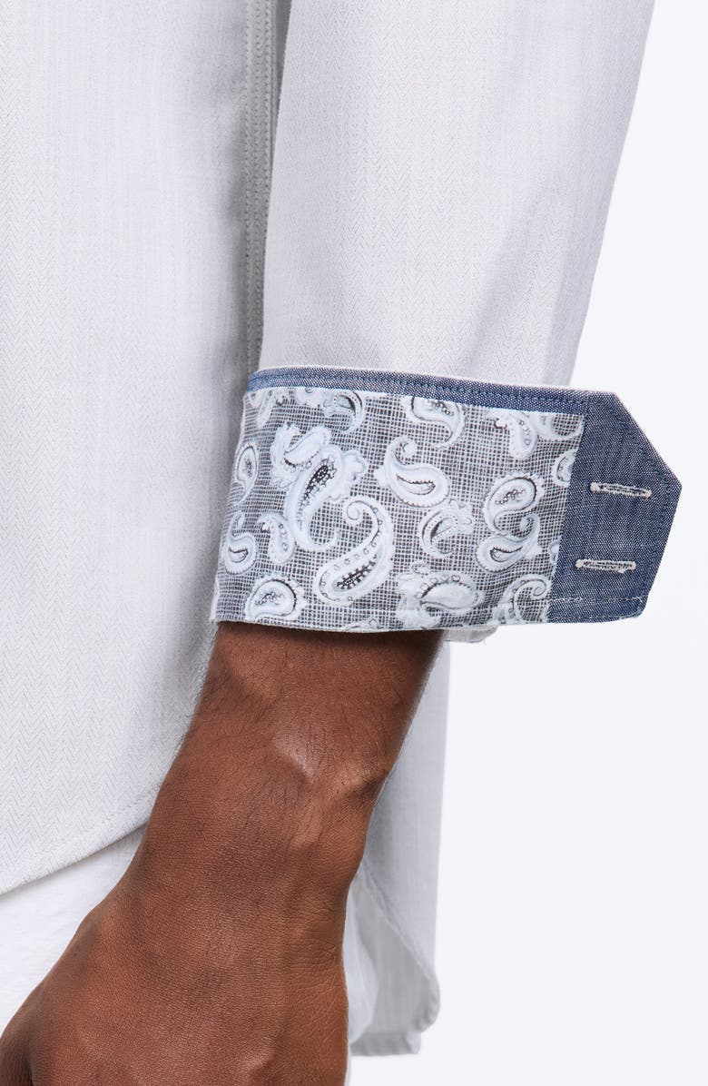 Robert Graham Charlton Button-Up Shirt, Alternate, color, Light Grey