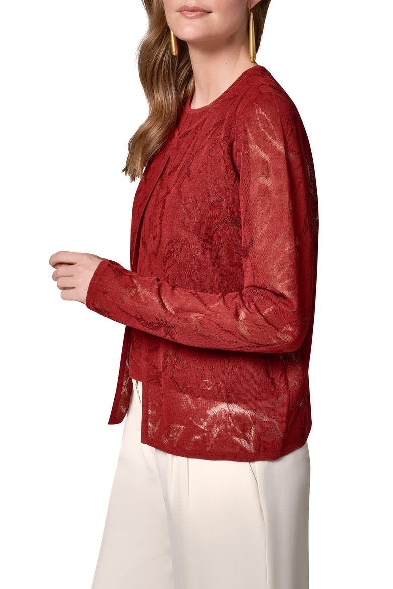Textured Floral Cardigan, Alternate, color, SUNBAKED